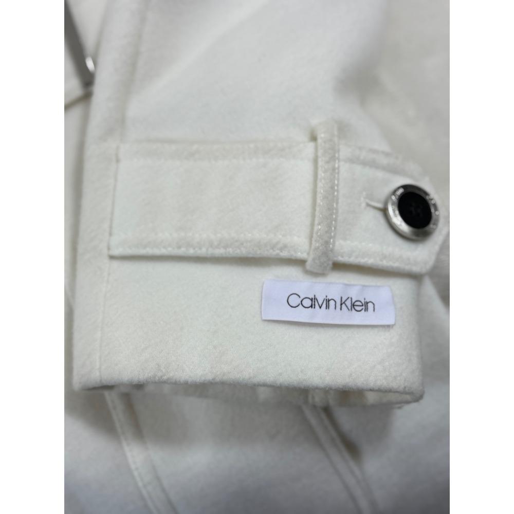 Calvin Klein Coat Women's XL White Belted Double Breasted Classic Quite Luxury - Picture 3 of 13